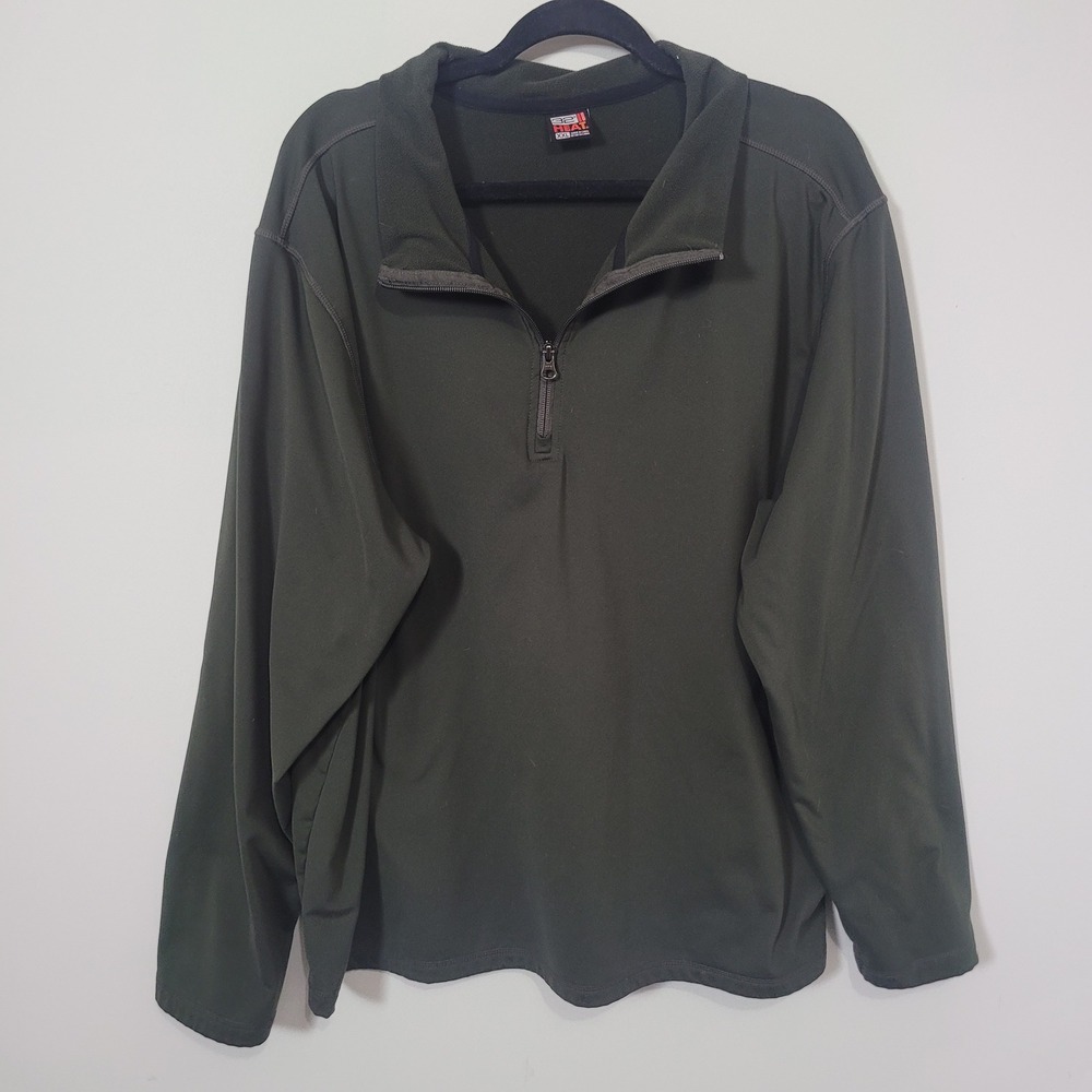 32 Degrees Heat Size XXL Pullover Mens Olive Green Fleece Lined Quarter Zip Top
